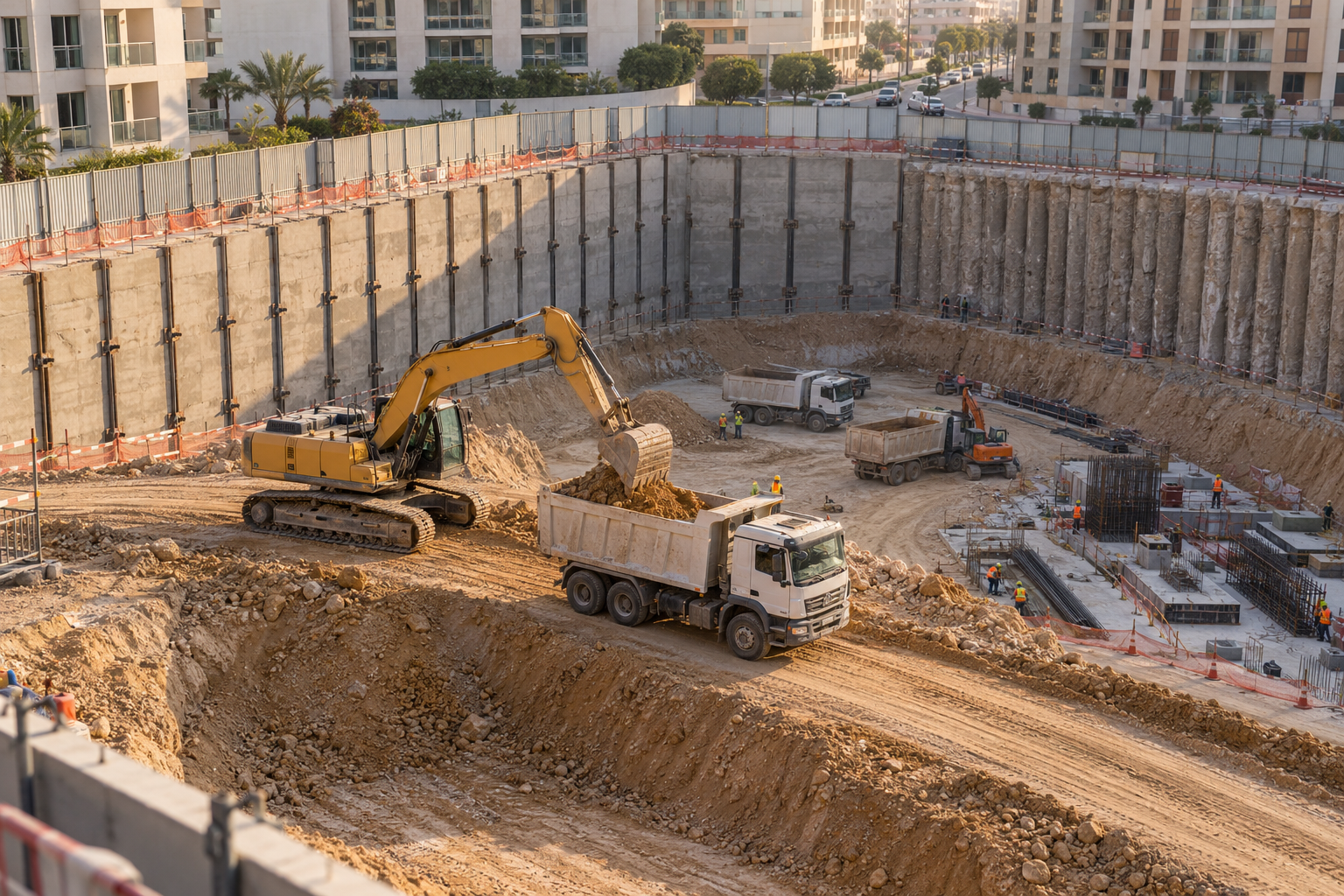 Conceptual view: enabling / shoring / excavation