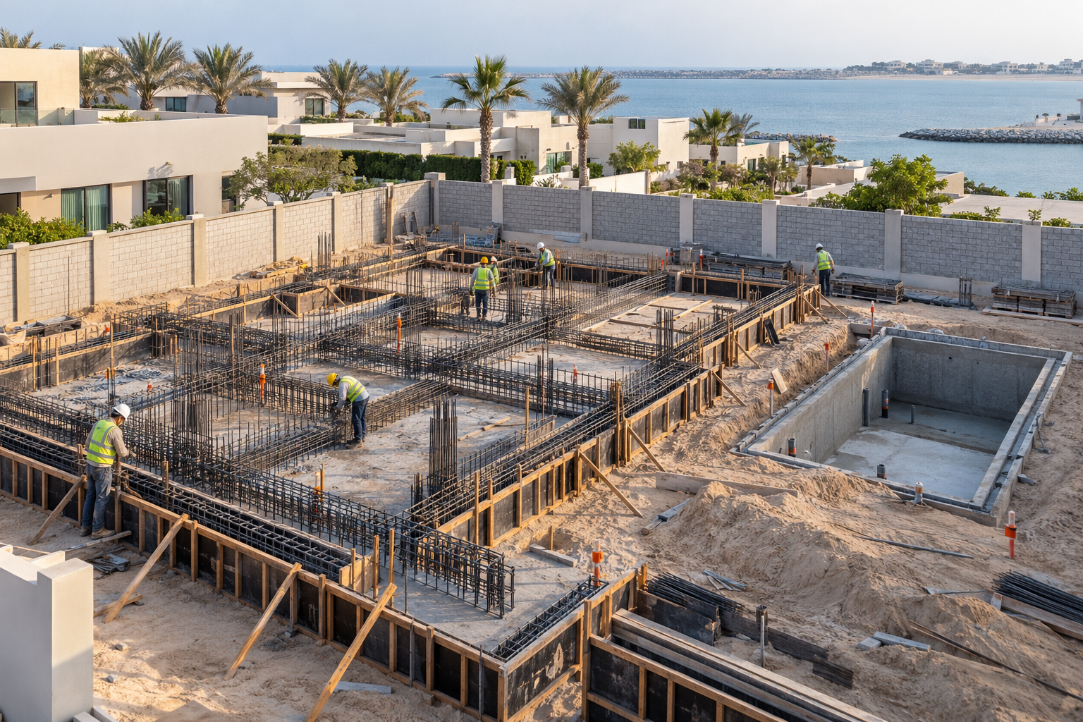 Conceptual view: residential development / pool / boundary wall