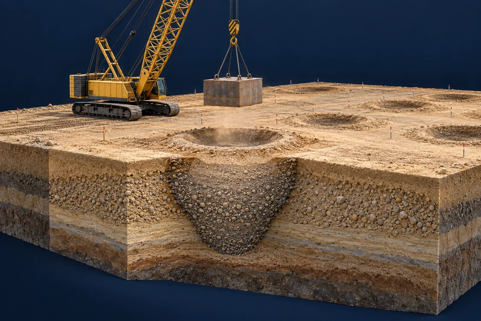 Dynamic compaction — installation and ground treatment overview